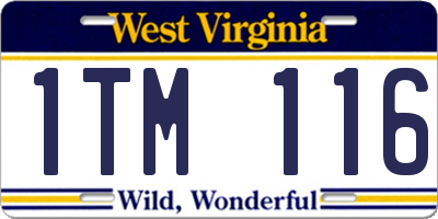 WV license plate 1TM116