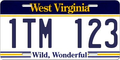 WV license plate 1TM123