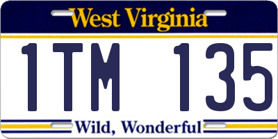 WV license plate 1TM135