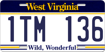 WV license plate 1TM136