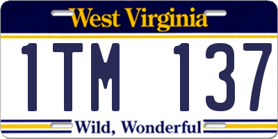 WV license plate 1TM137