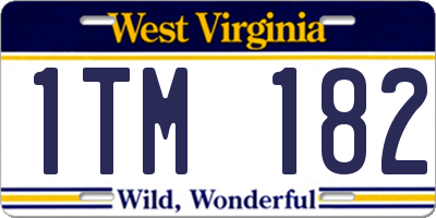 WV license plate 1TM182