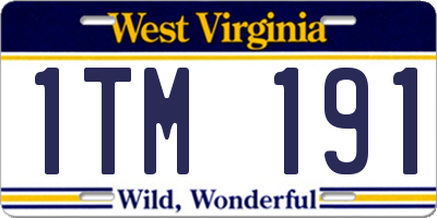 WV license plate 1TM191