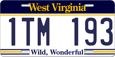 WV license plate 1TM193