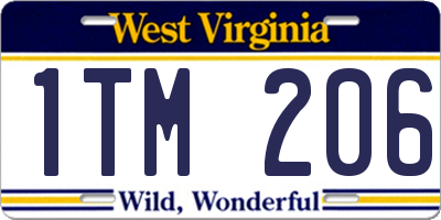 WV license plate 1TM206