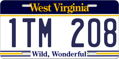 WV license plate 1TM208