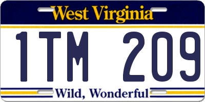 WV license plate 1TM209