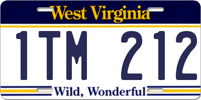 WV license plate 1TM212
