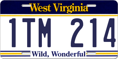 WV license plate 1TM214
