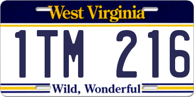 WV license plate 1TM216