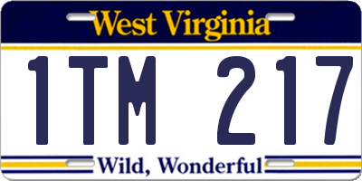 WV license plate 1TM217
