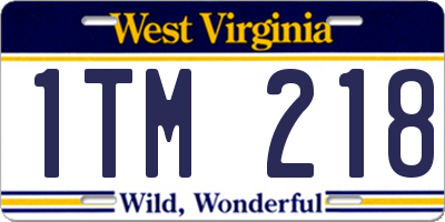 WV license plate 1TM218