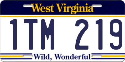 WV license plate 1TM219