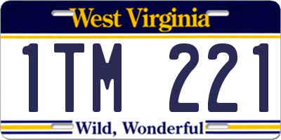 WV license plate 1TM221