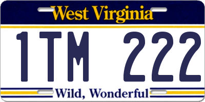 WV license plate 1TM222