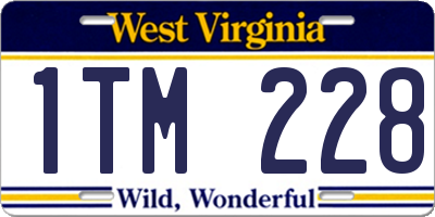 WV license plate 1TM228