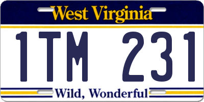 WV license plate 1TM231