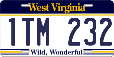 WV license plate 1TM232