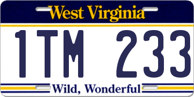 WV license plate 1TM233