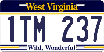 WV license plate 1TM237