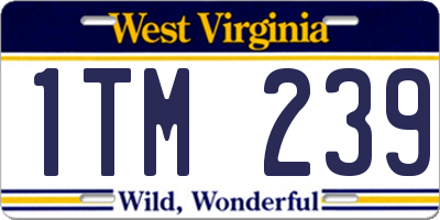 WV license plate 1TM239