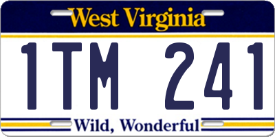 WV license plate 1TM241