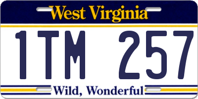 WV license plate 1TM257