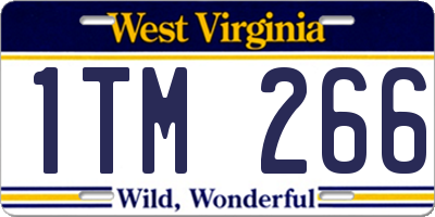 WV license plate 1TM266