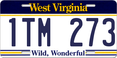 WV license plate 1TM273
