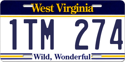 WV license plate 1TM274