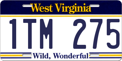 WV license plate 1TM275