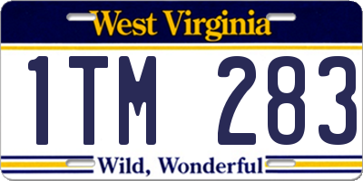 WV license plate 1TM283