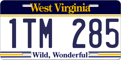 WV license plate 1TM285