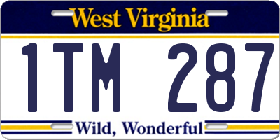 WV license plate 1TM287