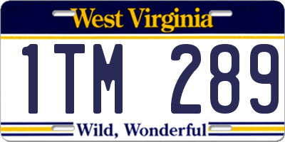 WV license plate 1TM289