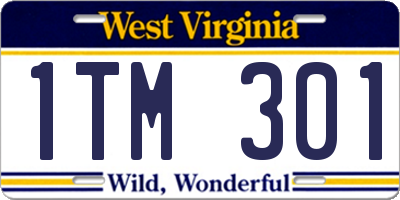 WV license plate 1TM301