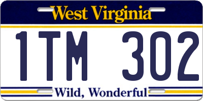 WV license plate 1TM302
