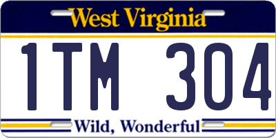 WV license plate 1TM304