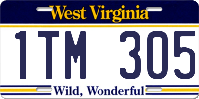 WV license plate 1TM305