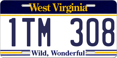 WV license plate 1TM308