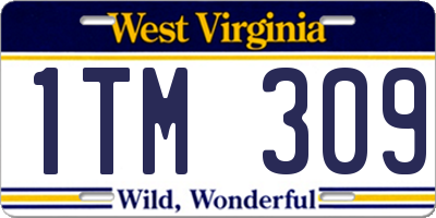 WV license plate 1TM309