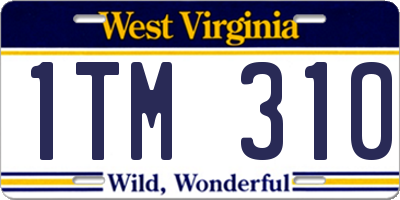 WV license plate 1TM310