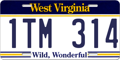 WV license plate 1TM314