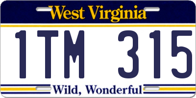 WV license plate 1TM315