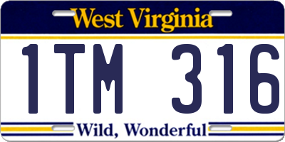 WV license plate 1TM316