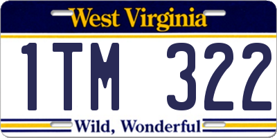 WV license plate 1TM322