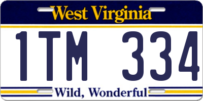 WV license plate 1TM334