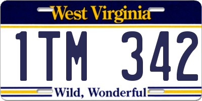 WV license plate 1TM342