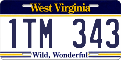 WV license plate 1TM343