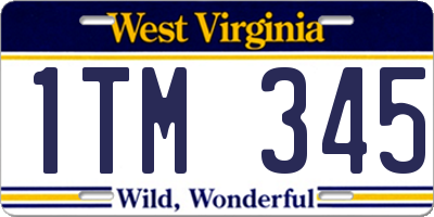 WV license plate 1TM345